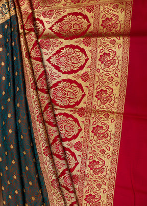 Blue Tanchoi Silk Saree With Blouse Piece