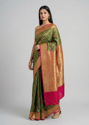 Maroon Tanchoi Silk Saree With Blouse Piece