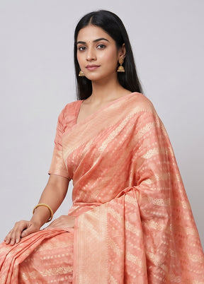 Pink Kora Silk Saree With Blouse Piece