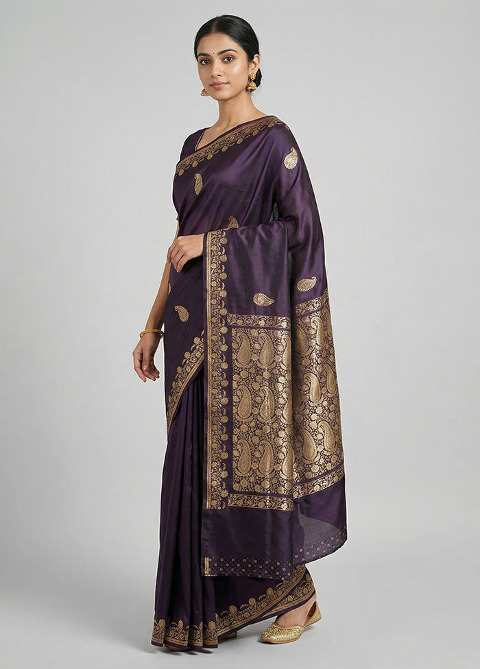 Blue Handloom Banarasi Pure Silk Saree With Blouse Piece