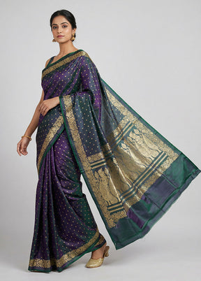 Green Handloom Banarasi Pure Silk Saree With Blouse Piece