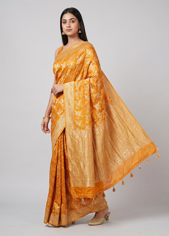 Yellow Georgette Saree With Blouse Piece