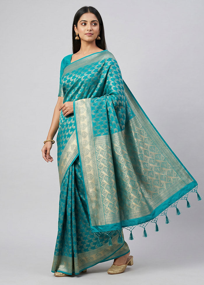 Green Dupion Silk Saree With Blouse Piece