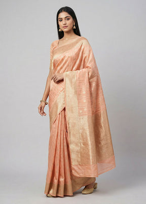 Pink Uppada Silk Saree With Blouse Piece