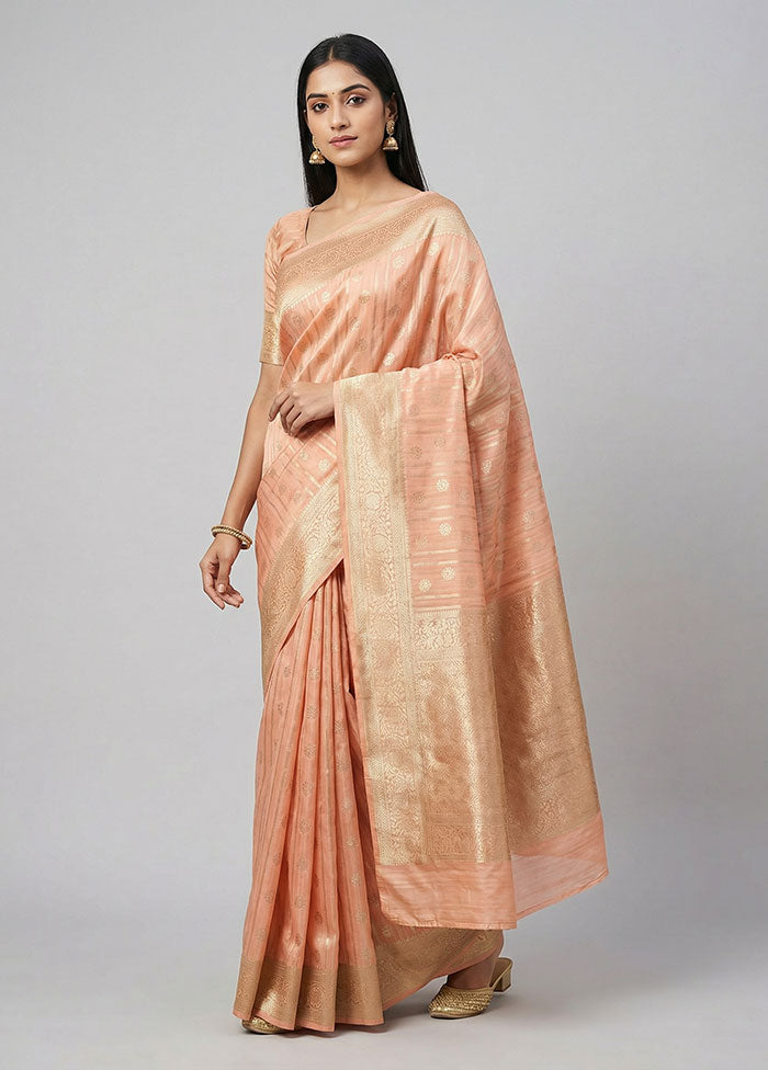 Pink Uppada Silk Saree With Blouse Piece