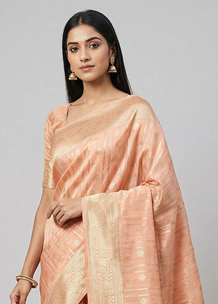 Pink Uppada Silk Saree With Blouse Piece