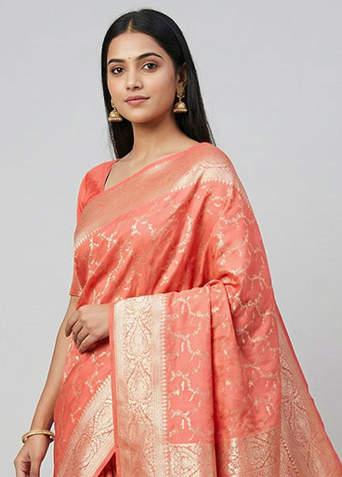 Pink Uppada Silk Saree With Blouse Piece
