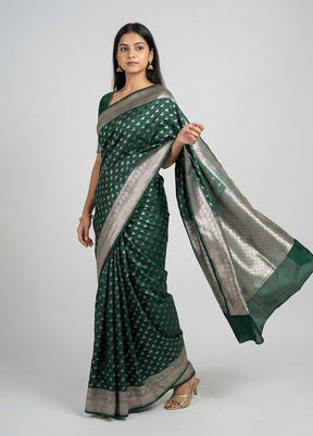 Green Uppada Silk Saree With Blouse Piece