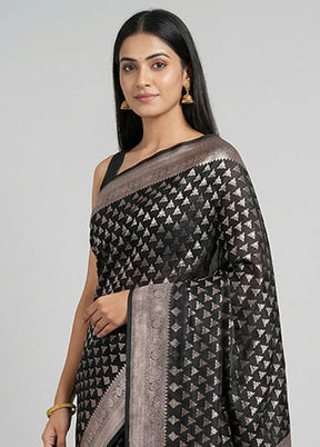 Black Uppada Silk Saree With Blouse Piece
