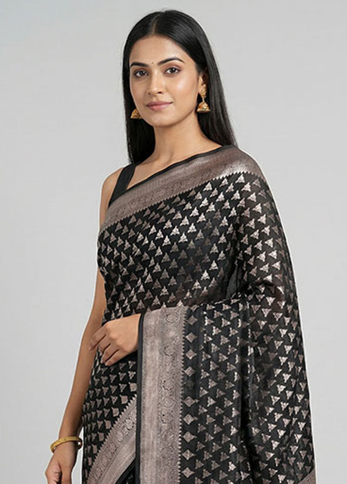 Black Uppada Silk Saree With Blouse Piece
