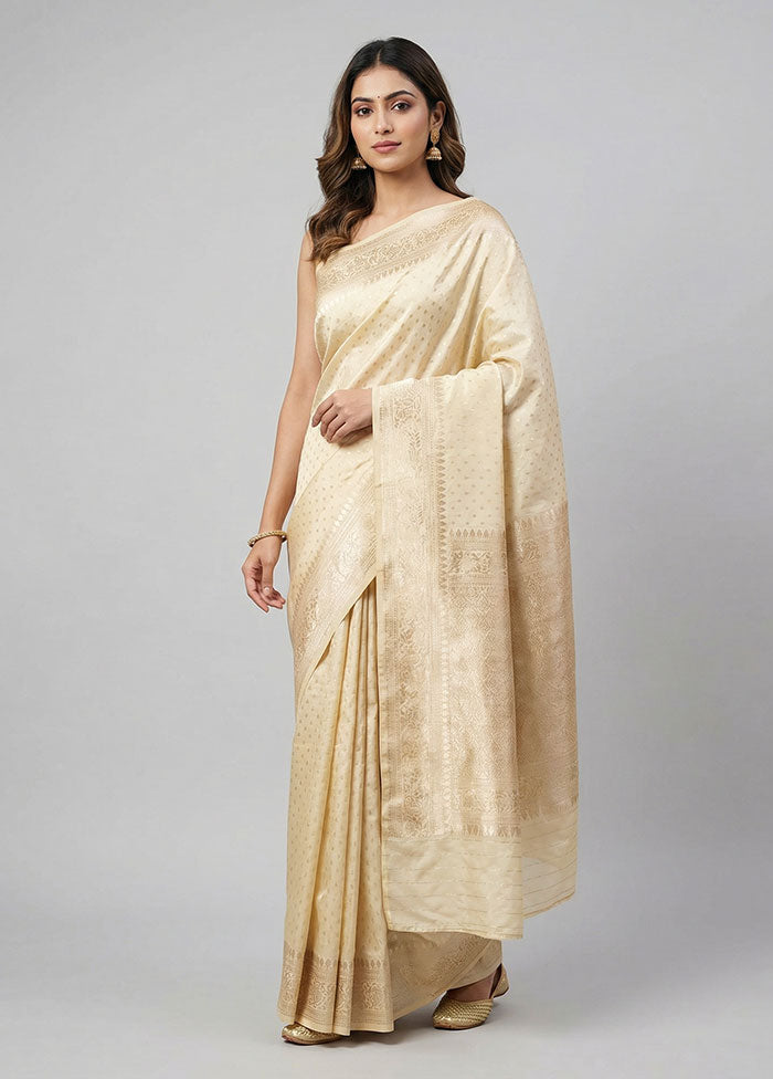 Cream Uppada Silk Saree With Blouse Piece