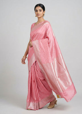 Pink Uppada Silk Saree With Blouse Piece