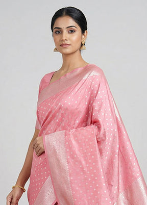Pink Uppada Silk Saree With Blouse Piece