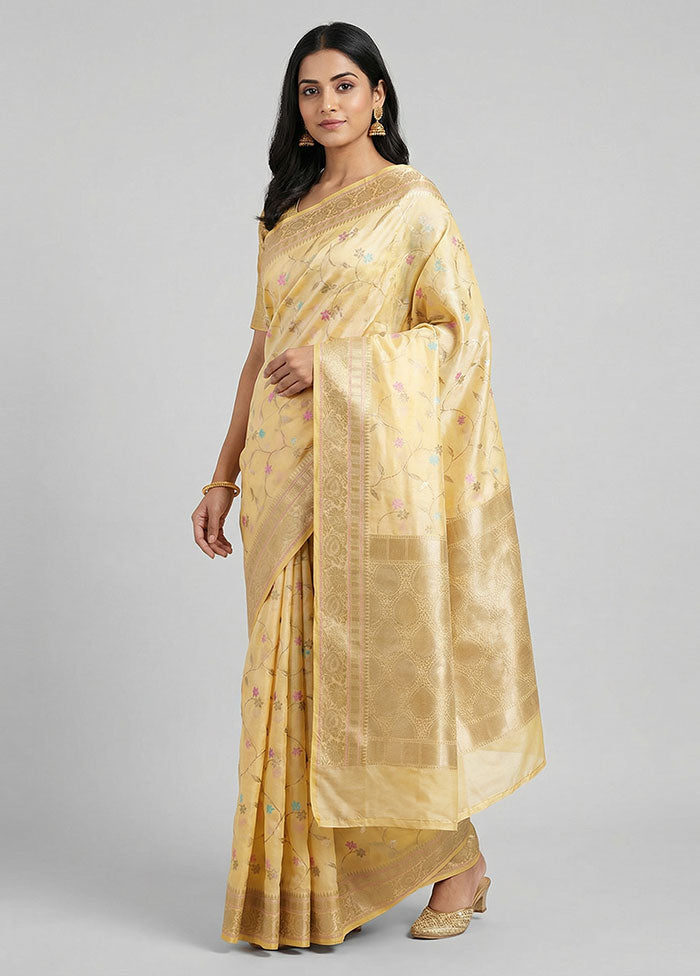 Peach Dupion Silk Saree With Blouse Piece