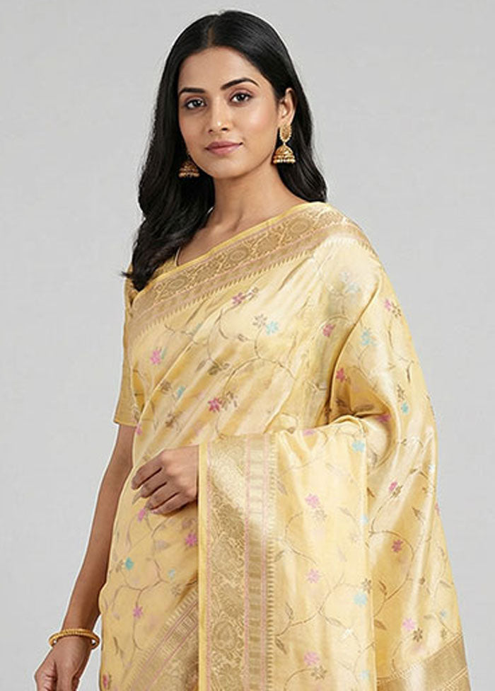 Peach Dupion Silk Saree With Blouse Piece
