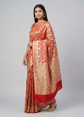Red Uppada Silk Saree With Blouse Piece