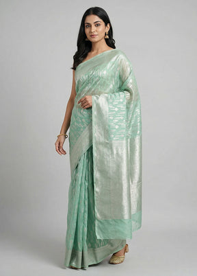 Green Uppada Silk Saree With Blouse Piece