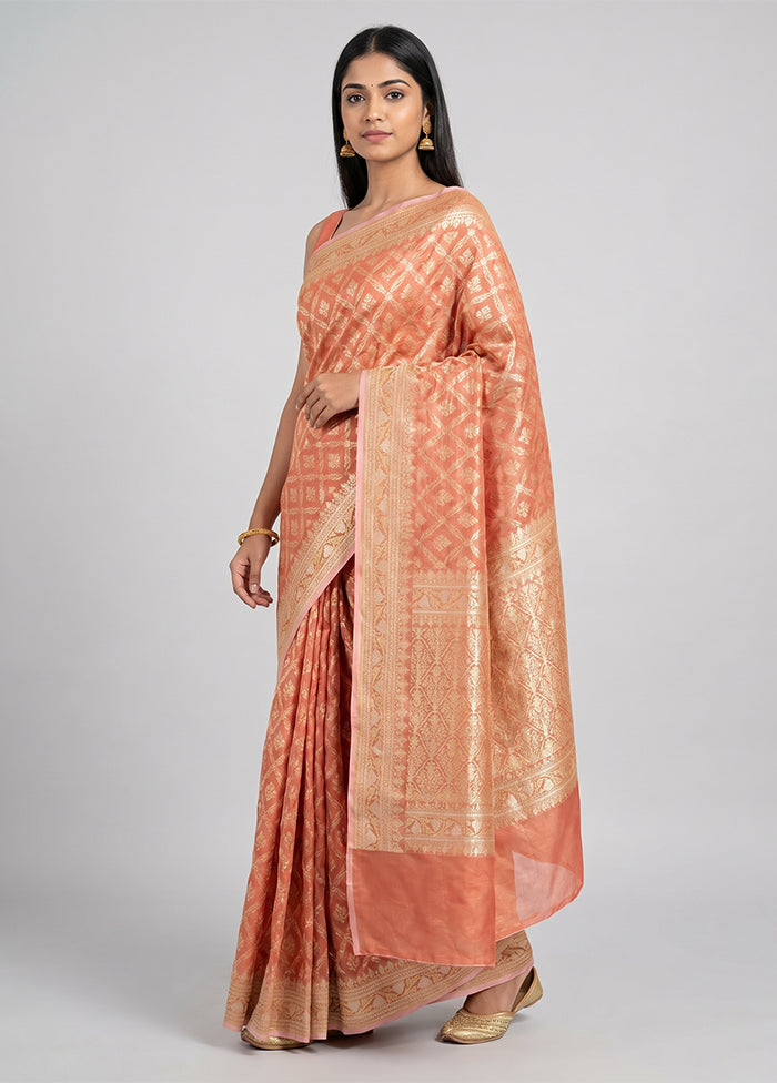 Pink Tissue Silk Saree With Blouse Piece