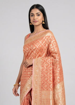Pink Tissue Silk Saree With Blouse Piece