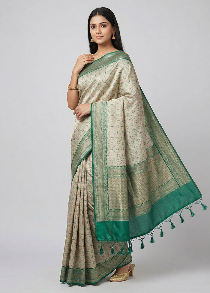 Cream Tissue Silk Saree With Blouse Piece