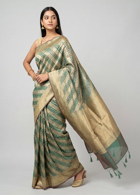 Green Kora Silk Saree With Blouse Piece