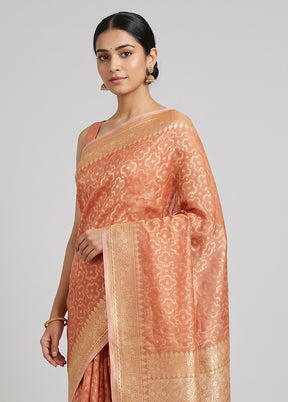 Pink Tissue Silk Saree With Blouse Piece