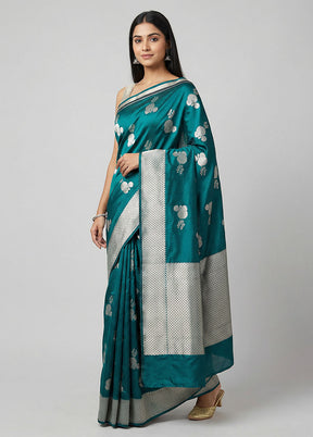 Green Katan Silk Saree With Blouse Piece