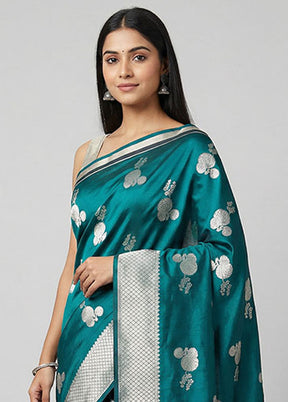 Green Katan Silk Saree With Blouse Piece