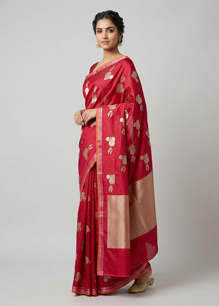Pink Katan Silk Saree With Blouse Piece