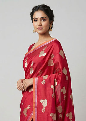 Pink Katan Silk Saree With Blouse Piece
