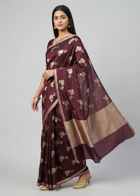 Maroon Katan Silk Saree With Blouse Piece