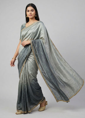 Grey Tissue Silk Saree With Blouse Piece