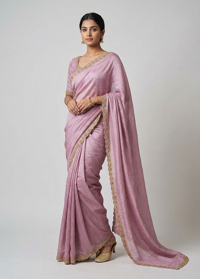 Purple Tissue Silk Saree With Blouse Piece