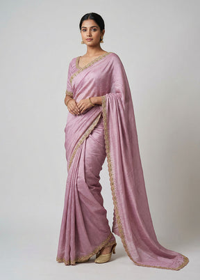 Purple Tissue Silk Saree With Blouse Piece