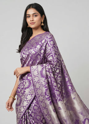 Blue Dupion Silk Saree With Blouse Piece