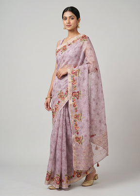 Cream Tussar Silk Saree With Blouse Piece