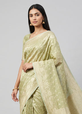 Green Tissue Silk Saree With Blouse Piece