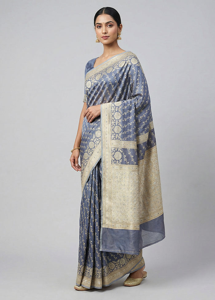 Purple Tissue Silk Saree With Blouse Piece