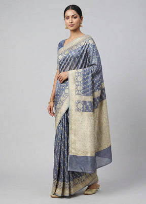 Purple Tissue Silk Saree With Blouse Piece