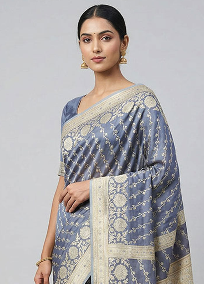 Purple Tissue Silk Saree With Blouse Piece