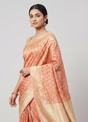 Pink Tissue Silk Saree With Blouse Piece