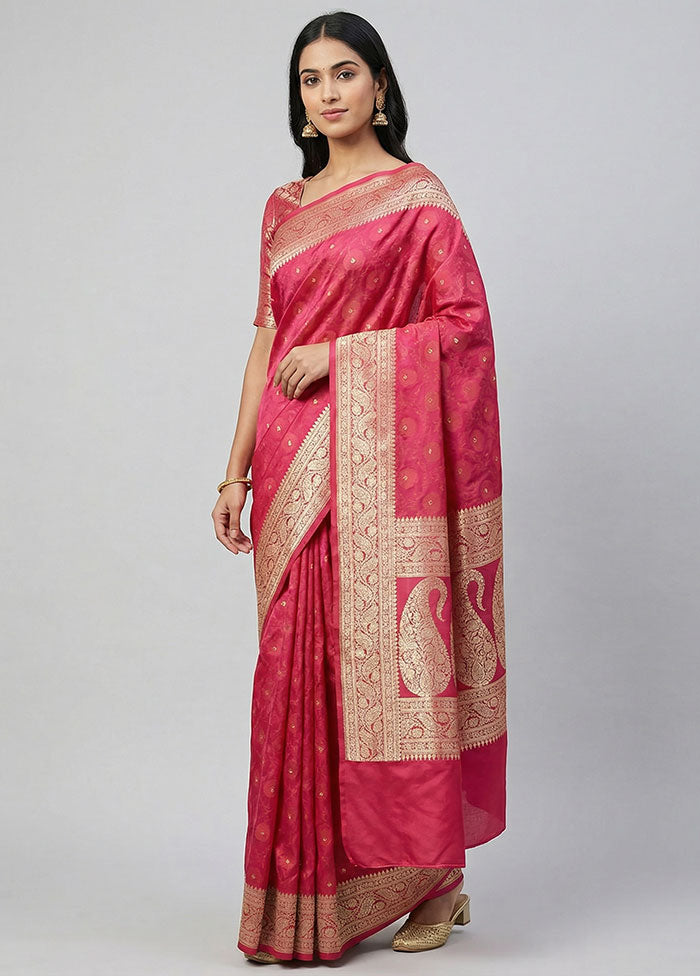 Pink Tanchoi Silk Saree With Blouse Piece