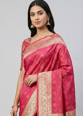 Pink Tanchoi Silk Saree With Blouse Piece