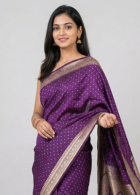 Purple Tanchoi Silk Saree With Blouse Piece