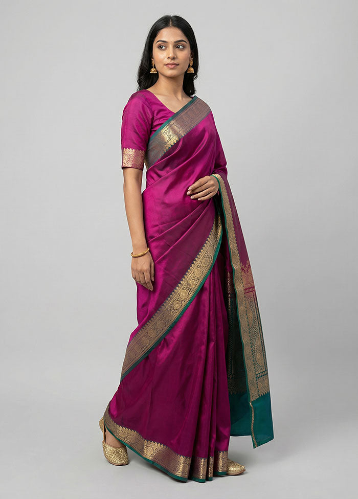 Maroon Banarasi Silk Saree With Blouse Piece