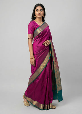 Maroon Banarasi Silk Saree With Blouse Piece