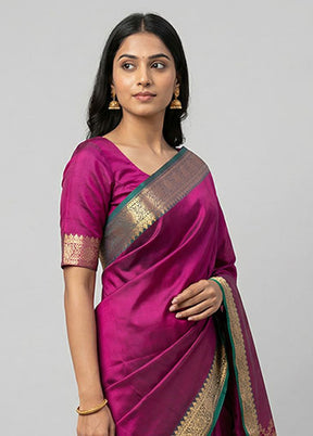 Maroon Banarasi Silk Saree With Blouse Piece