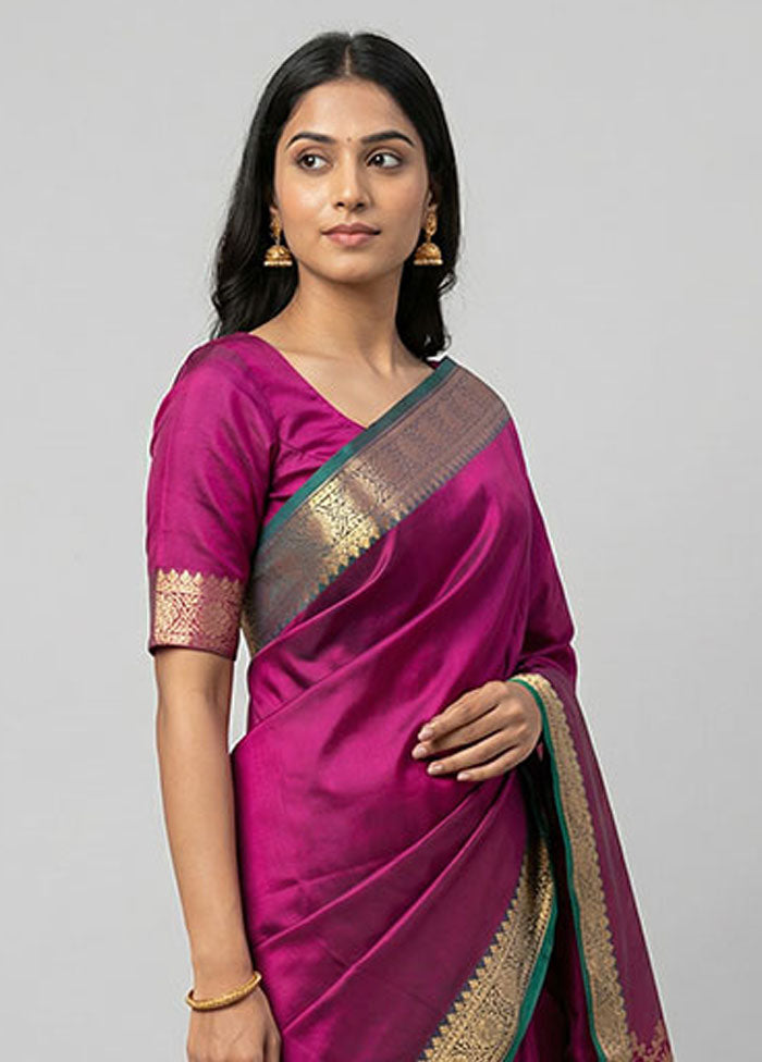 Maroon Banarasi Silk Saree With Blouse Piece