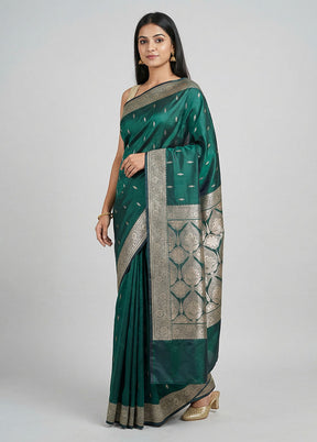 Blue Katan Silk Saree With Blouse Piece