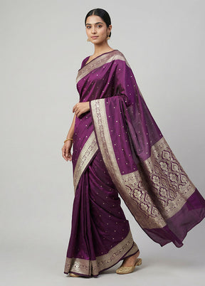 Maroon Katan Silk Saree With Blouse Piece